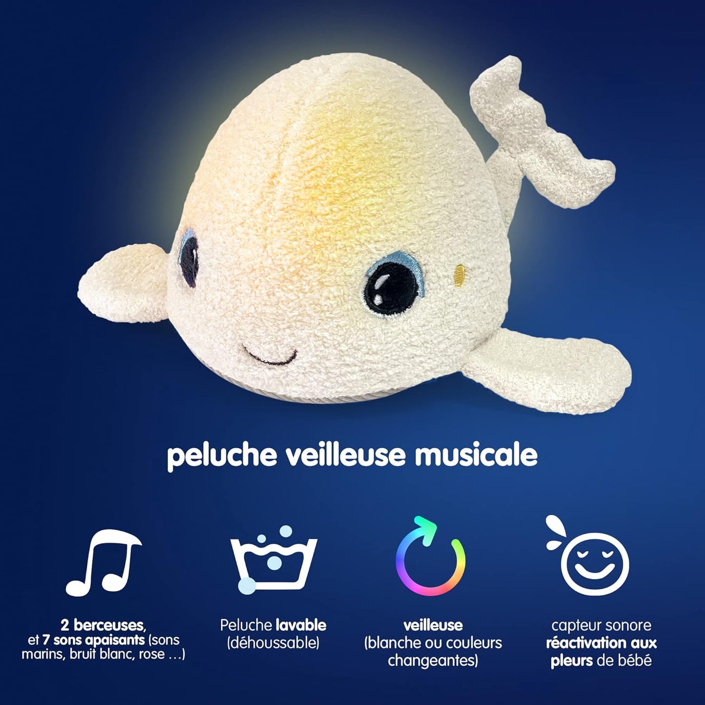 peluche veilleuse beluga